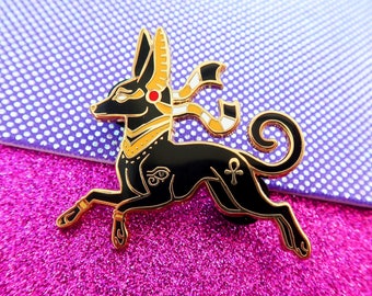 Anubis Egyptian God Pharaoh Dog Mythology Pin Hound Fantasy Creature Goth Dark Aesthetic