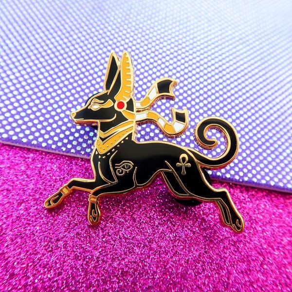 Anubis Egyptian God Pharaoh Dog Mythology Pin Hound Fantasy Creature Goth Dark Aesthetic