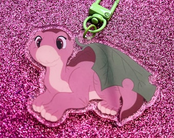 Littlefoot Cute Dinosaur Bag Charm Keyring Acrylic 80s Kid 90s Kid