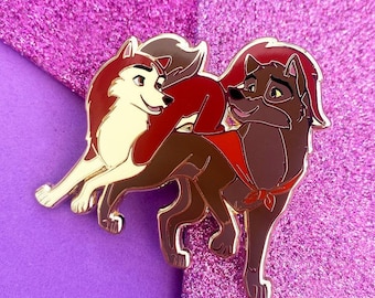 Balto and Jenna Wolf Dog Enamel Pin Husky 90s Kid Nostalgia