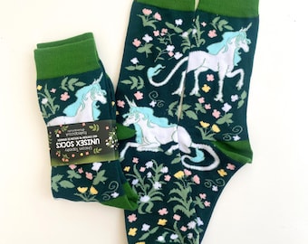 Unicorn Tapestry Medieval Fantasy Creature Last Socks Apparel Cottage core Equine Cartoon