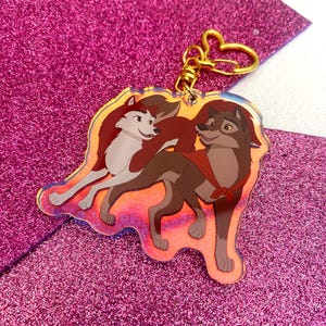 Balto and Jenna Clear Rainbow Acrylic Charm Cartoon Wolf Dog 90s Nostalgia