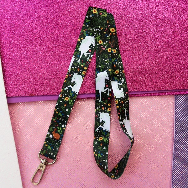 Medieval Tapestry Inspired Garden Last Unicorn Lanyard Clip Accessory Pin Floral Aesthetic