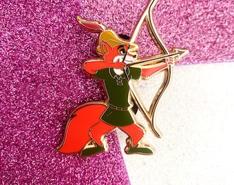 Robin Hood Fox Enamel Pin Bow and Arrow Nostalgia Childhood