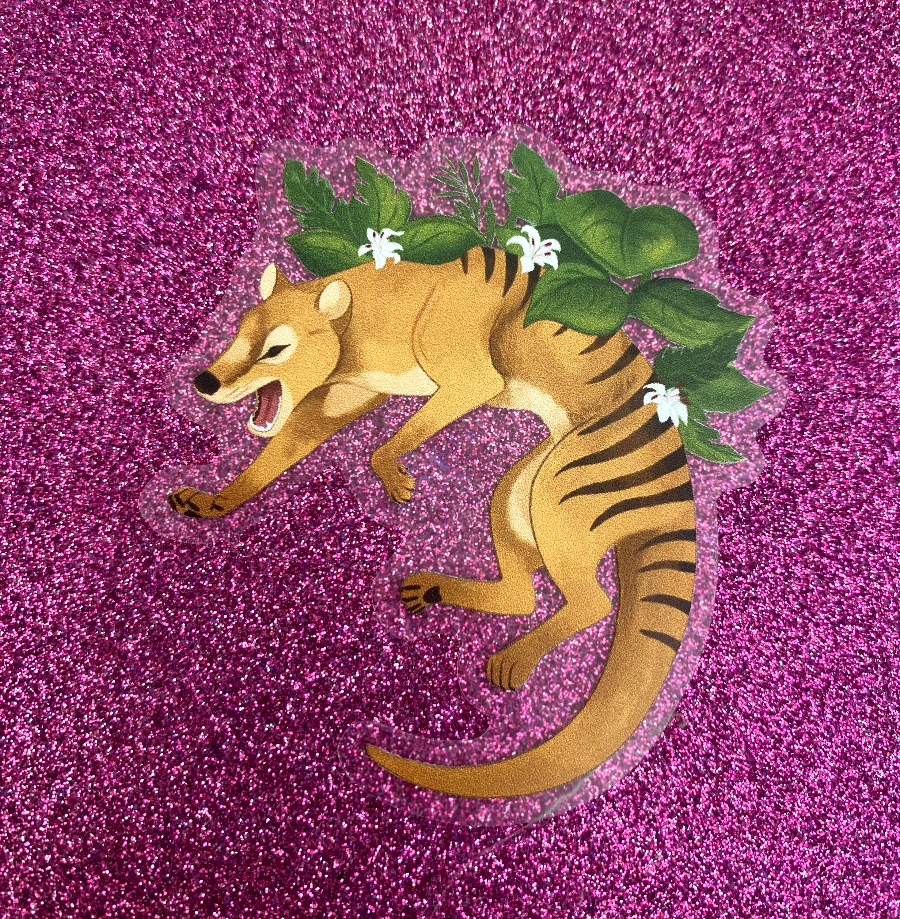 Exticnt Sticker Thylacine Tasmania Tiger Wolf Extinct Animal Marsupial Natural History ...