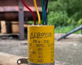 Replacement Aerovox Capacitor - PR4-700 Red Yellow Green Blue Black - Emerson Television 1950s Americana