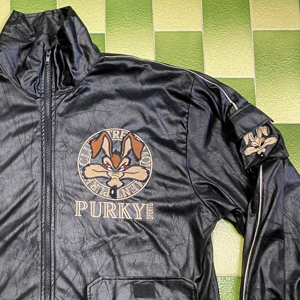 Cartoon Coyote Purky Sports Full-Zip Veste Cousue Embriodered Taille XL