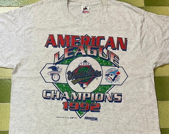 Vintage 90s 1992 World Series MLB Champions Toronto Blue Jays T-Shirt Double Sided Print Size Large