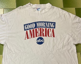 Vintage 90s TV Show Good Morning America T-Shirt American Morning Television Program on ABC Size XL