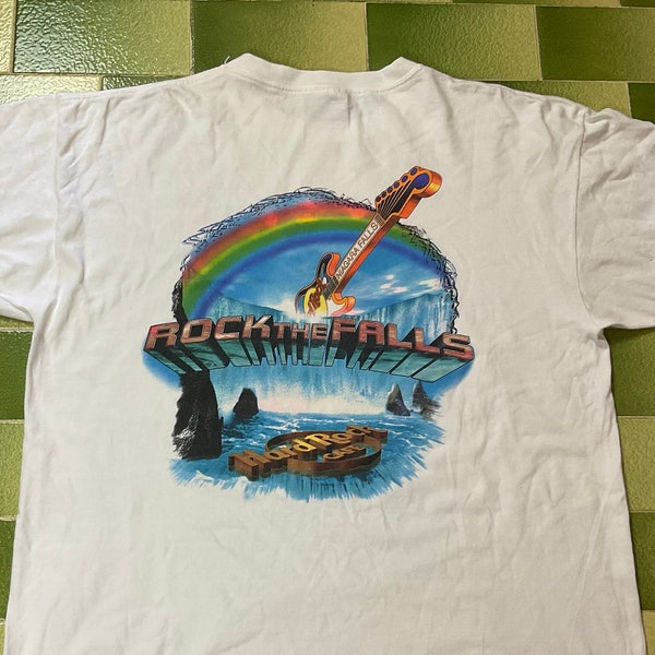 90s Niagara Falls Hard Rock Café Vintage T-Shirt Rock The Falls Rainbow Size XL