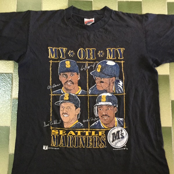 Vintage 90s 1990 MLB Seattle Mariners t-shirt Size L / Nutmeg / Single Stitch Made In USA Tee Shirt Alvin Davis Ken griffey Harold reynolds