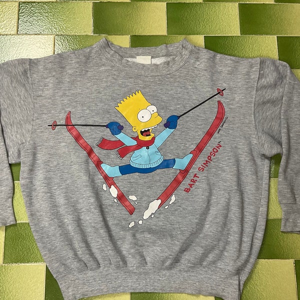 vintage années 90 Bart Simpson Ski Sweat-shirt Crewneck Les Simpsons Matt Groening S’adapte comme un L-XL