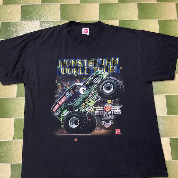 Vintage 2000 Totengräber Monster Jam World Tour T-Shirt Doppelseitiger Druck Schraubenschlüssel Goldberg Größe XL