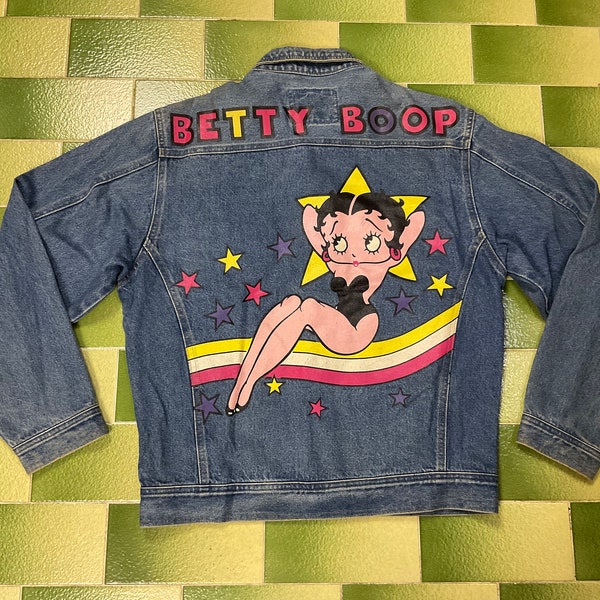 Vintage Betty Boop Denim Jeans Buttoned Jacket Size Medium Adult