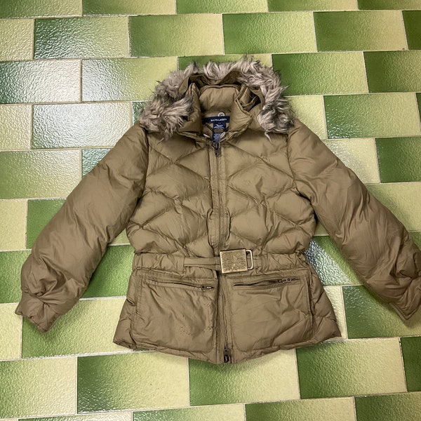 Ralph Lauren Full-Zip Parka Puffer Down Jacket with Detachable Hood Kids Size 6X Medium