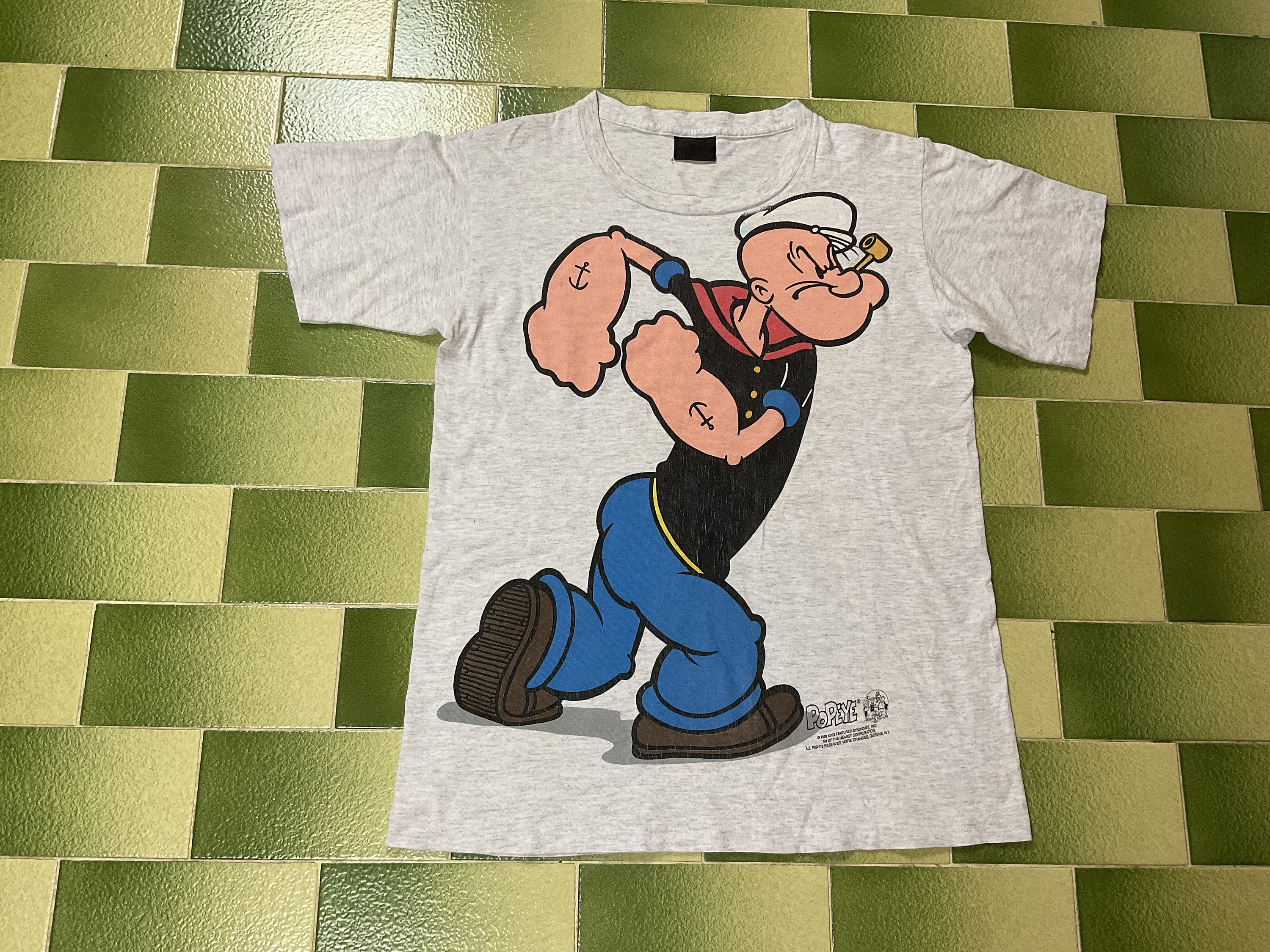 Vintage 90s 1993 Popeye and Bluto T-shirt Cartoon Character Comic