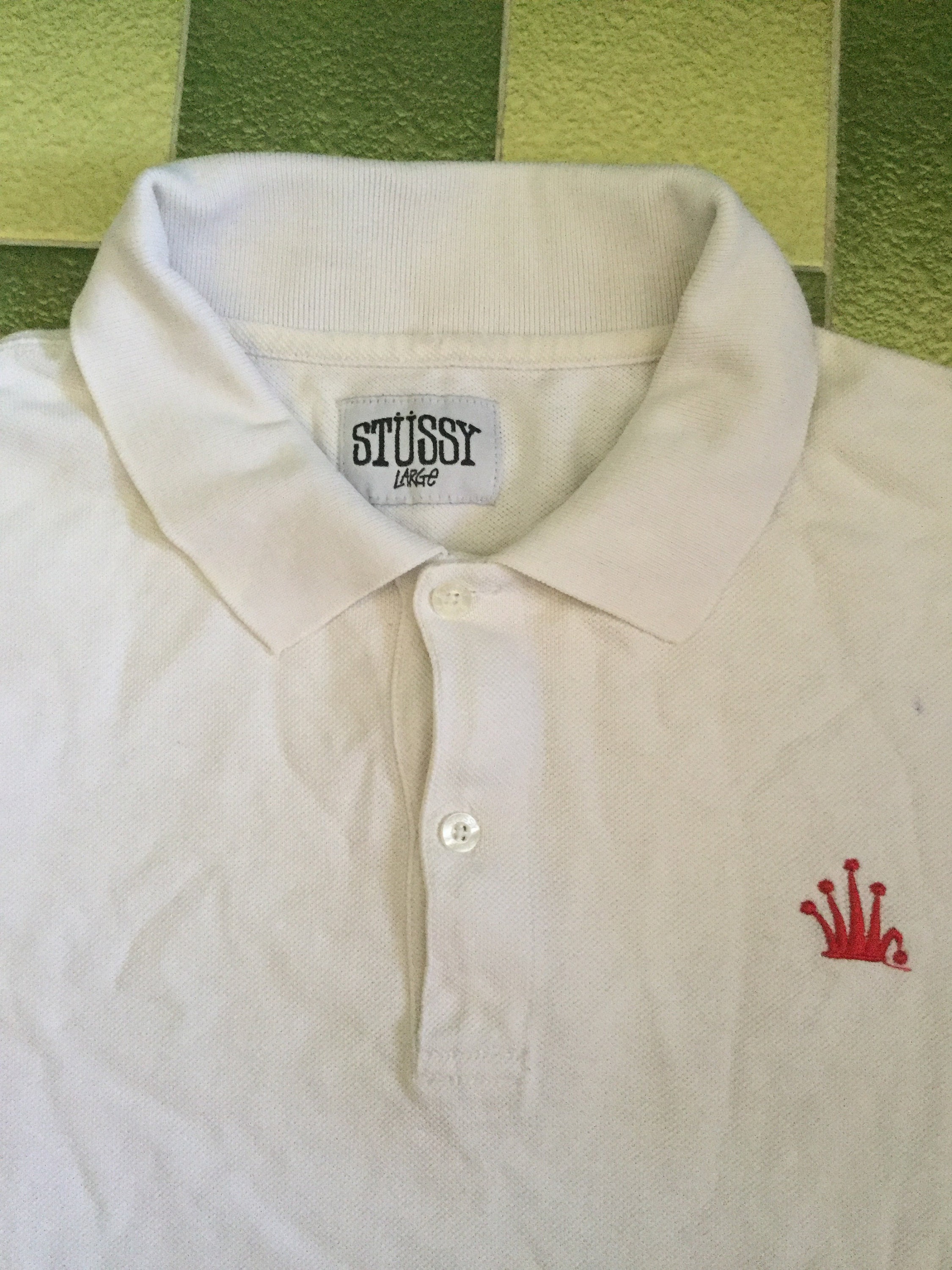 Stussy Crown Polo Short Sleeve Shirt White Size L | Etsy