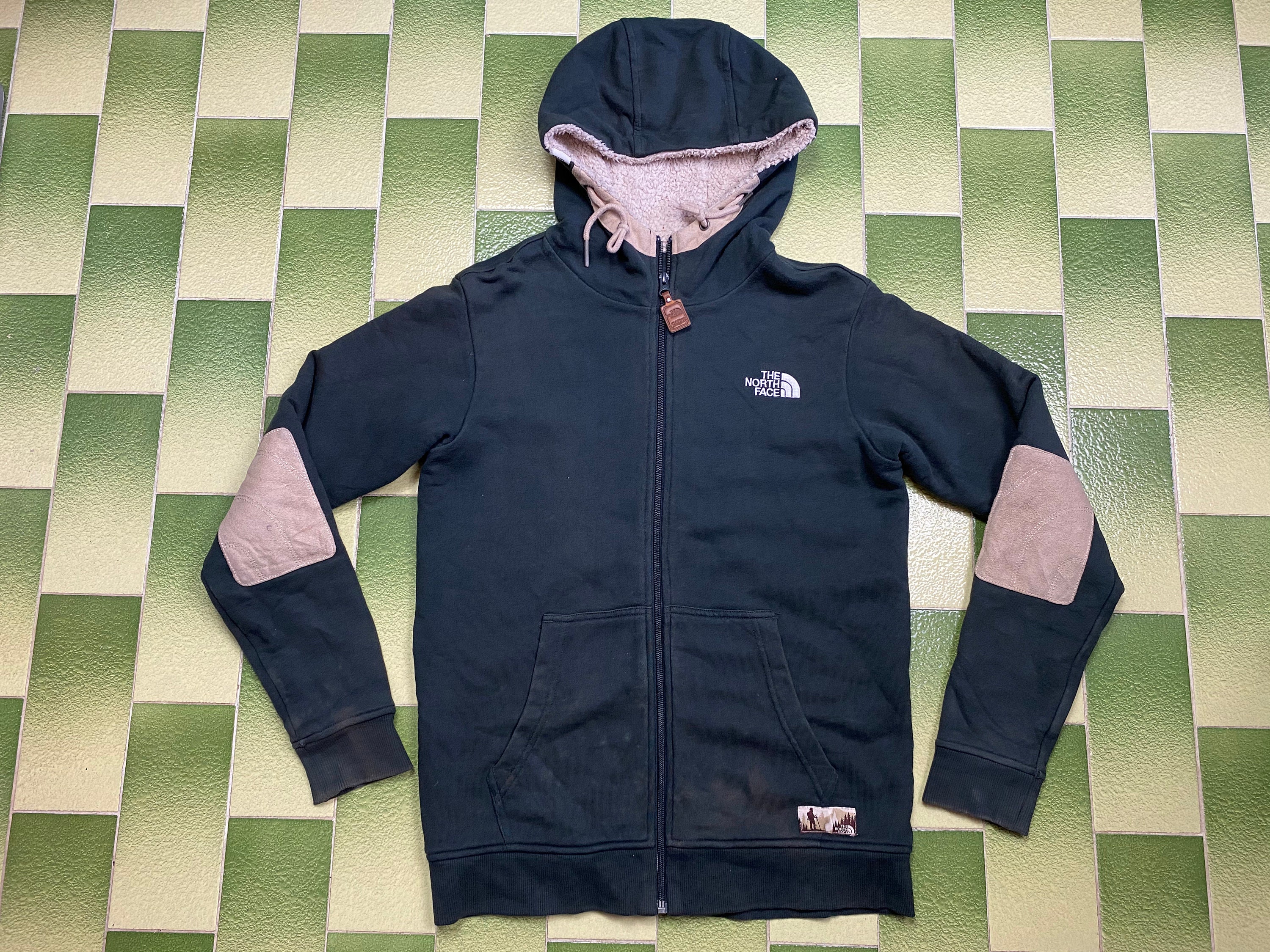 The North Face Fleece Lined Hoodie Full zip Jacket With Elbow Patches Fits Size S Adult Etsy New Zealand
