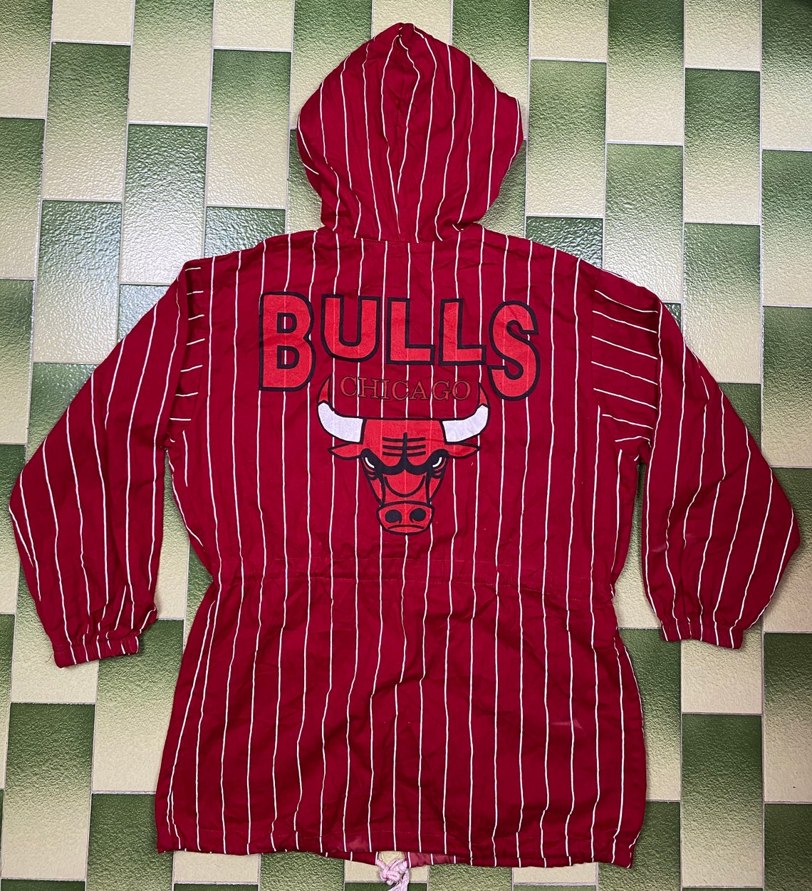 NBA Chicago Bulls Pinstriped Button Down Hooded Jacket With - Etsy