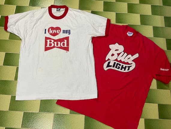 Lot of Two Vintage Budweiser T shirt I Love My Bud Bud Light 14