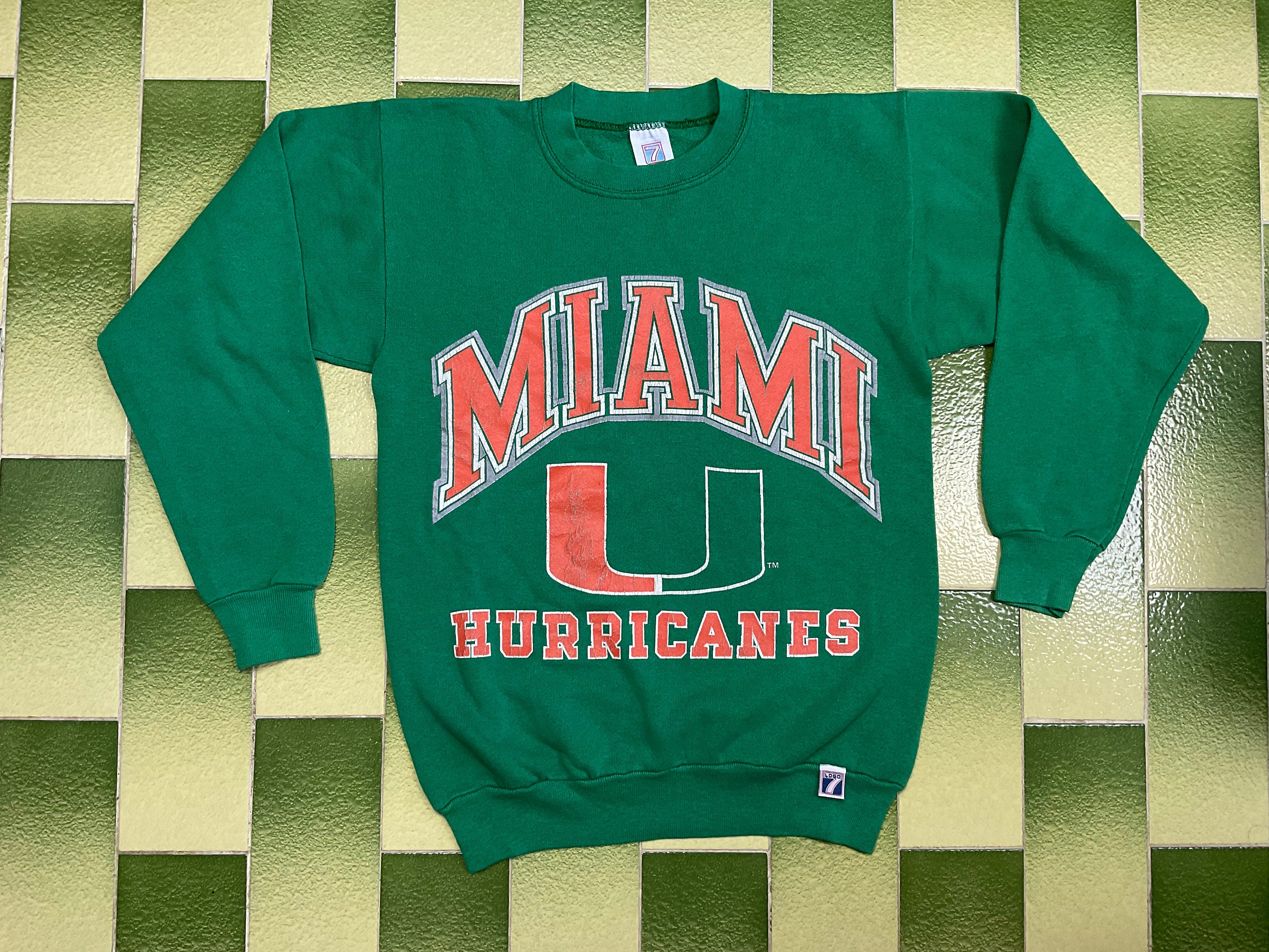 CustomCat Miami Hurricanes Vintage NCAA Crewneck Sweatshirt Sport Grey / M