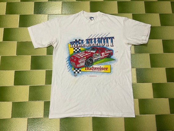 Vintage 90s 1992 Bill Elliott Budweiser T-Shirt N… - image 1