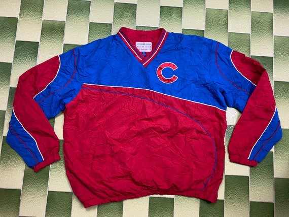 MLB Chicago Cubs V-neck Pullover Jacket Side Zip Sewn on 