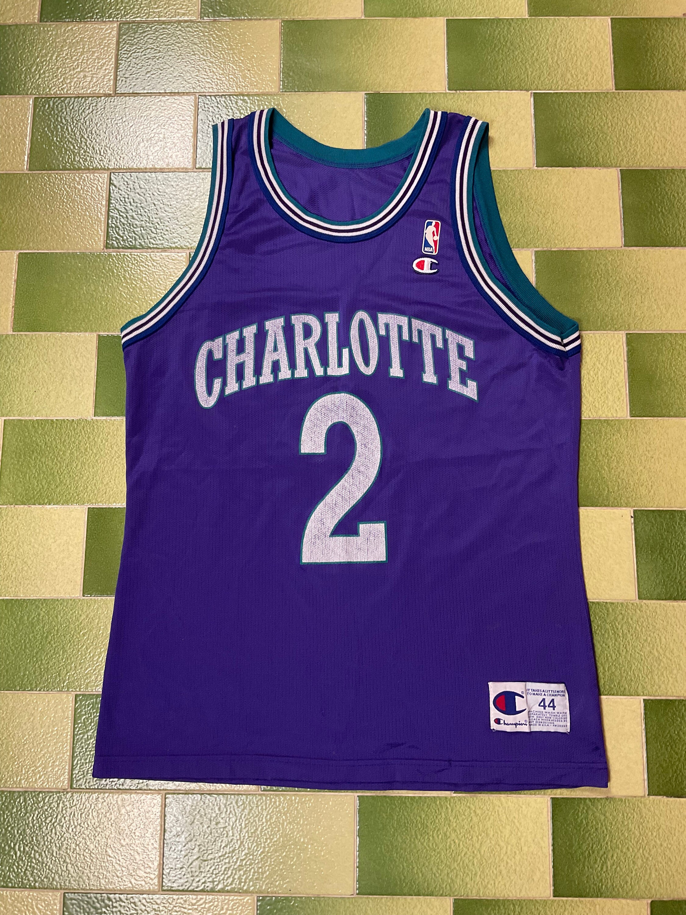 Charlotte Hornets NBA Larry Johnson #2 Adidas Throwback Swingman