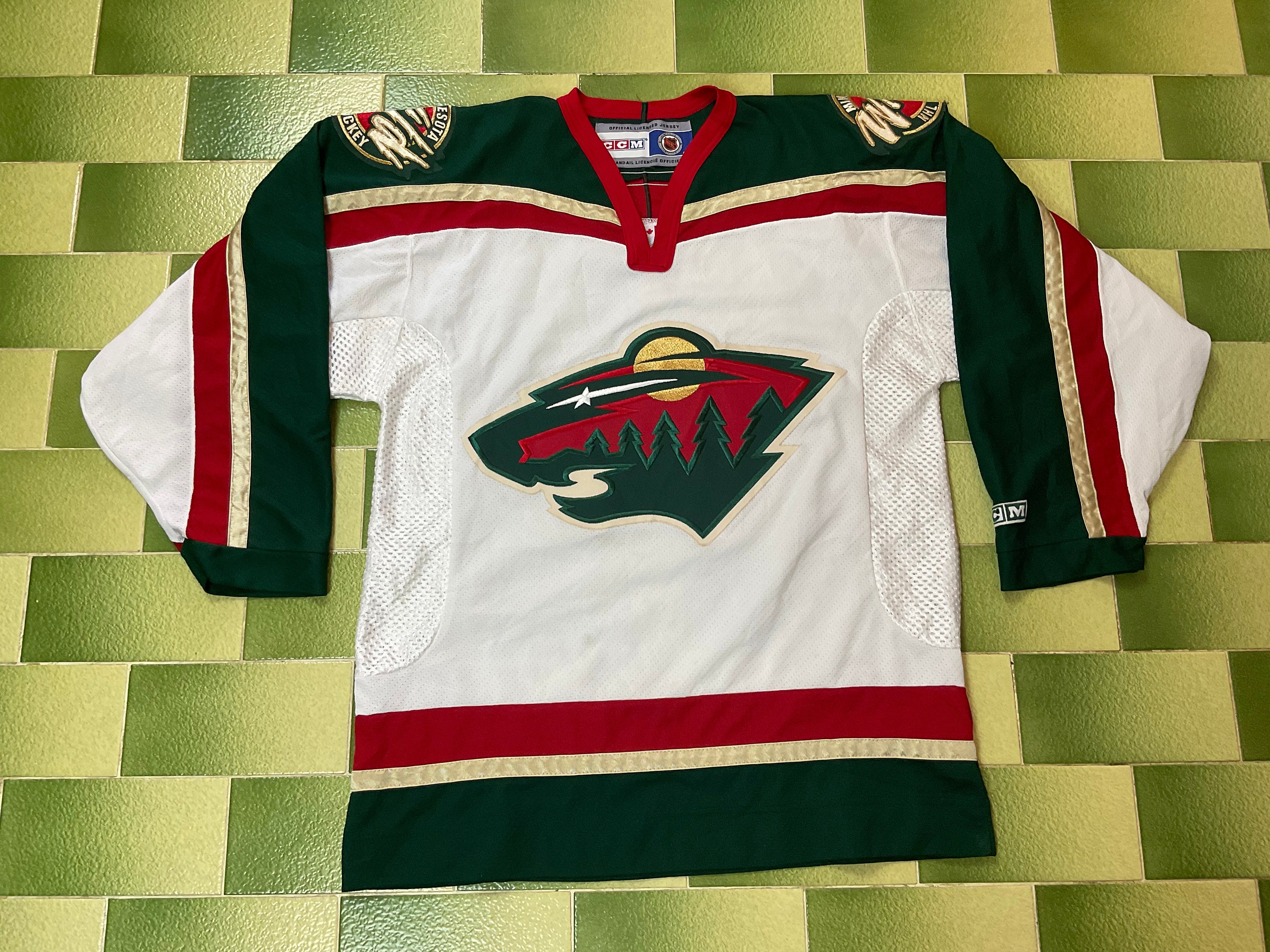HOME-NWT-S VINTAGE BLANK MINNESOTA WILD CCM CIRCA 2000-03 LICESENE HOCKEY JERSEY