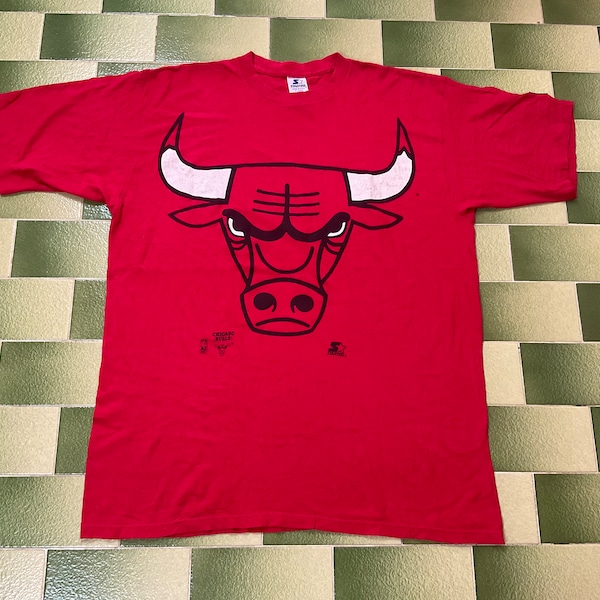 vintage années 90 Starter NBA Chicago Bulls T-Shirt Big Print Double Sided Print Taille XL Made in USA