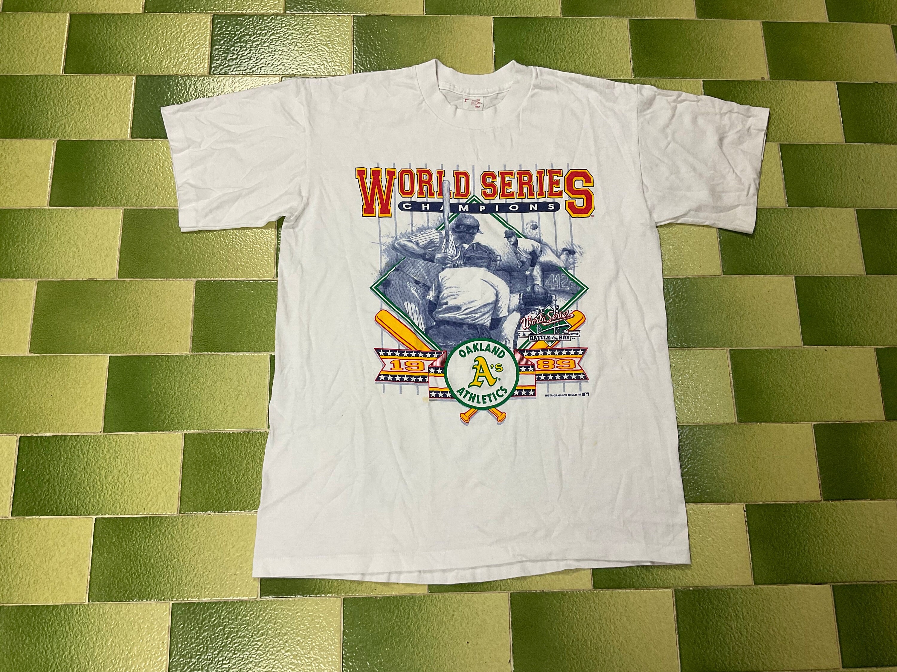 VINTAGE STARTER MLB OAKLAND ATHLETICS TEE SHIRT 1989 SIZE MEDIUM MADE IN USA