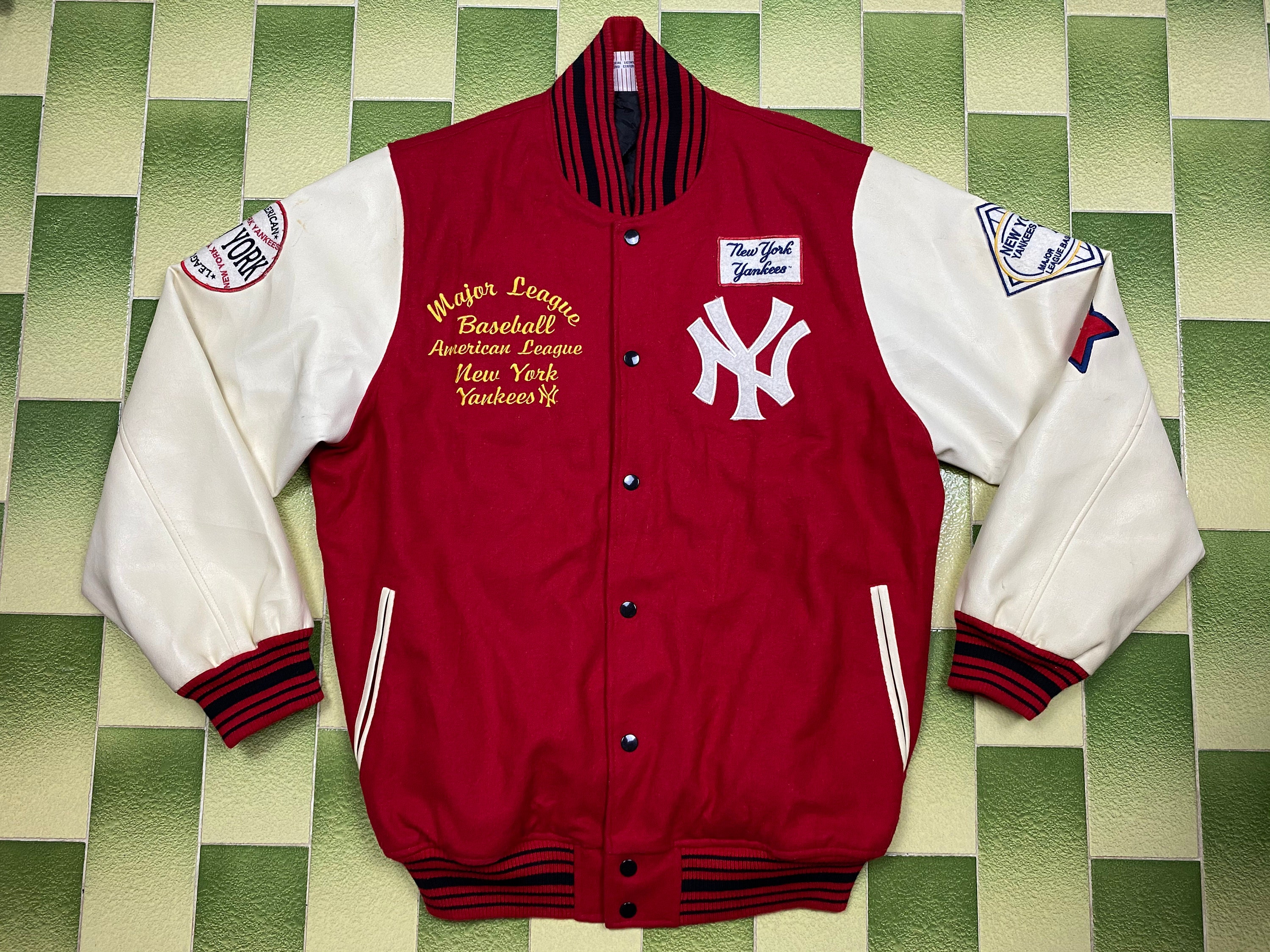 Vintage New York Yankees Wool Varsity Jacket Synthetic Leather - Etsy
