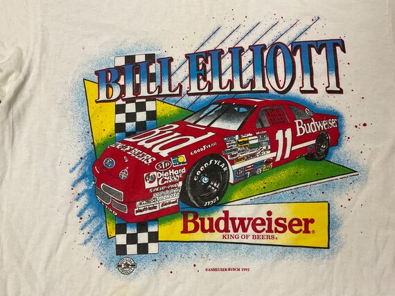 Vintage 90s 1992 Bill Elliott Budweiser T-Shirt N… - image 2