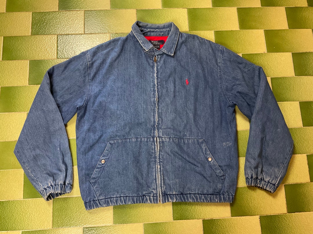Vintage 90s Polo Ralph Lauren Full Zip Denim Jeans Jacket Fleece