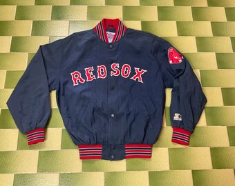 Vintage 90s Starter MLB Boston Red Sox Jacket Snap Up Nylon Lightweight Size M