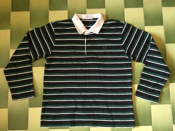 Fred Perry Long Sleeve Polo Shirt Stripe Size M Women | Etsy