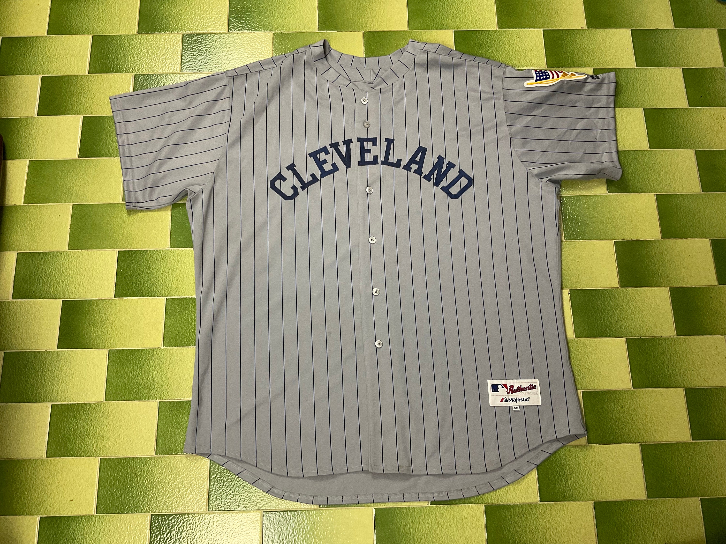 Authentic Majestic Cleveland Vintage Baseball Jersey Pinstripe 