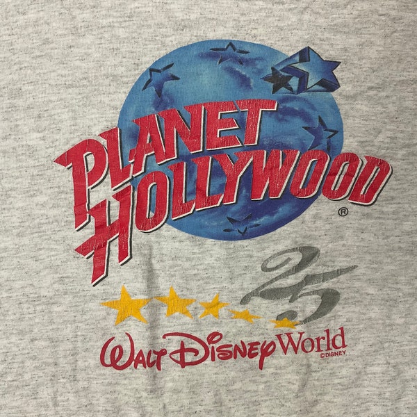 vintage 90s Planet Hollywood Disney World 25e anniversaire T-Shirt Taille XL