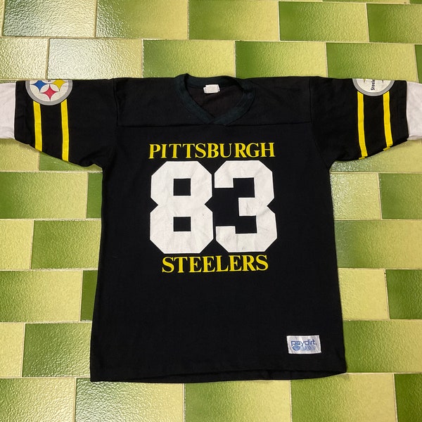 Vintage 90s NFL Louis Lipps #83 Pittsburgh Steelers V-Neck 3/4 Sleeve T-Shirt American Football Team Fits Like a S-M