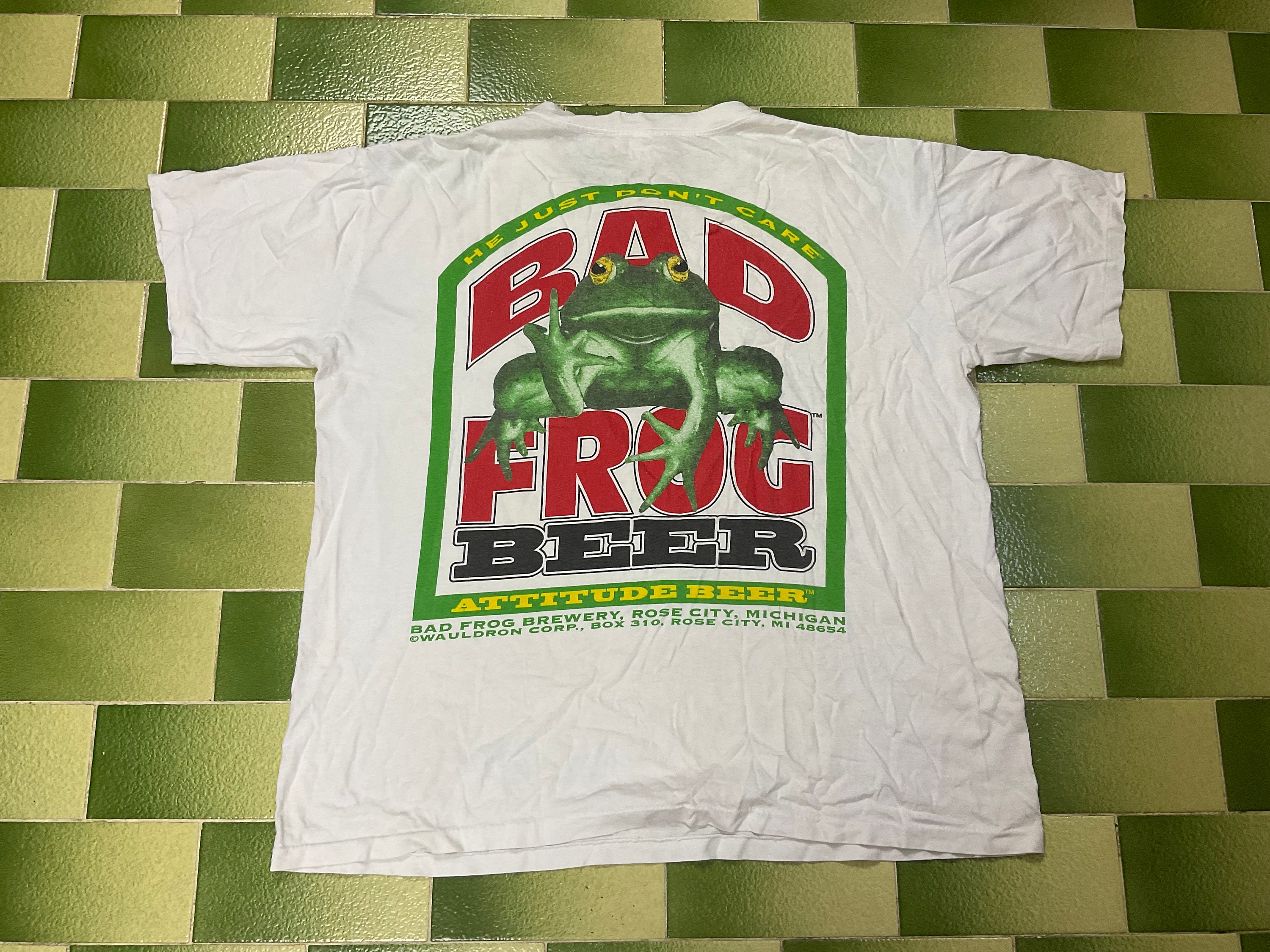 Vintage 90s Bad Frog Beer T-shirt Double Sided Print Fits Like - Etsy