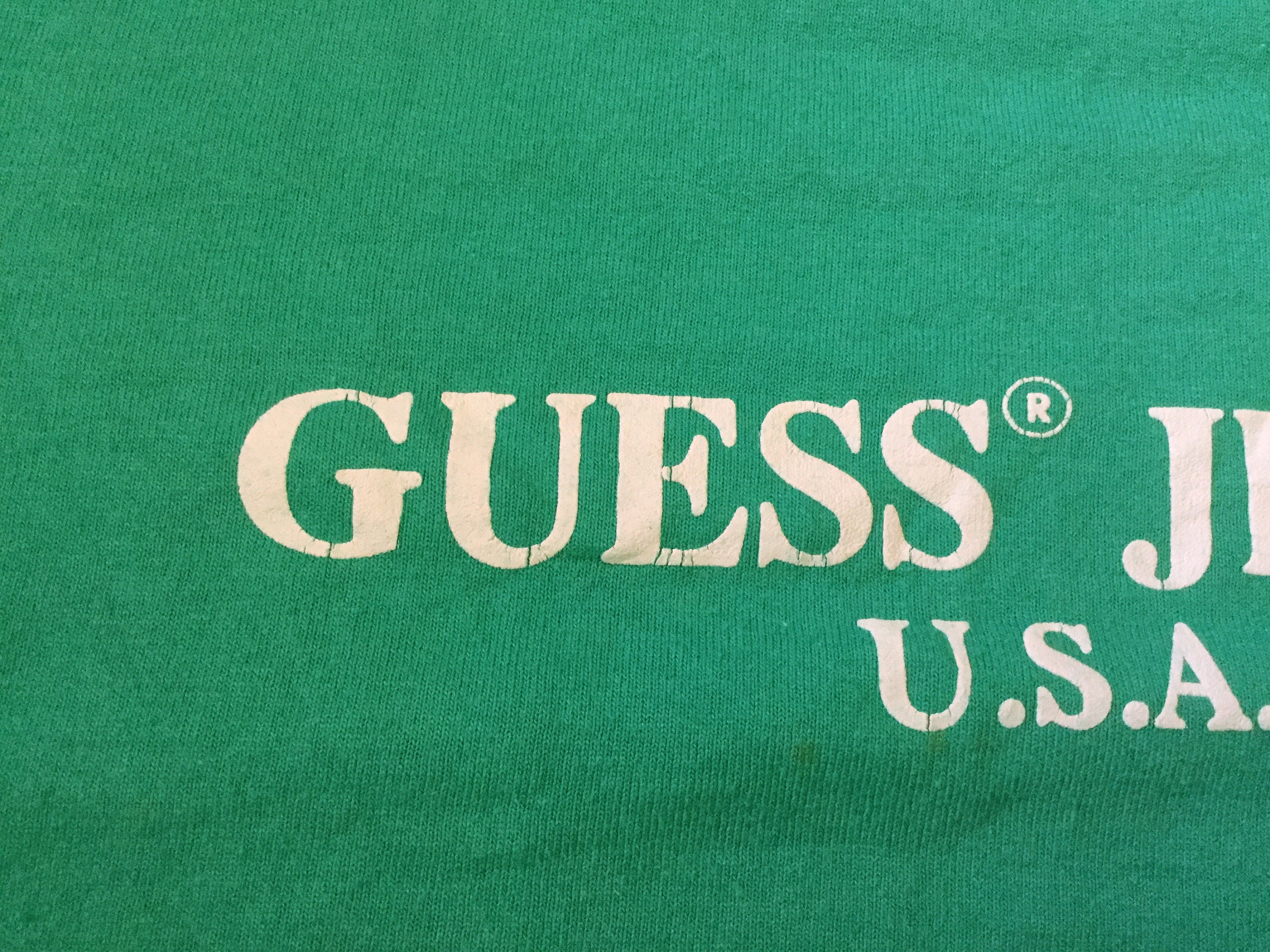 Vintage GUESS Jeans USA T-Shirt Turquoise Color Tee Shirt Made in usa ...