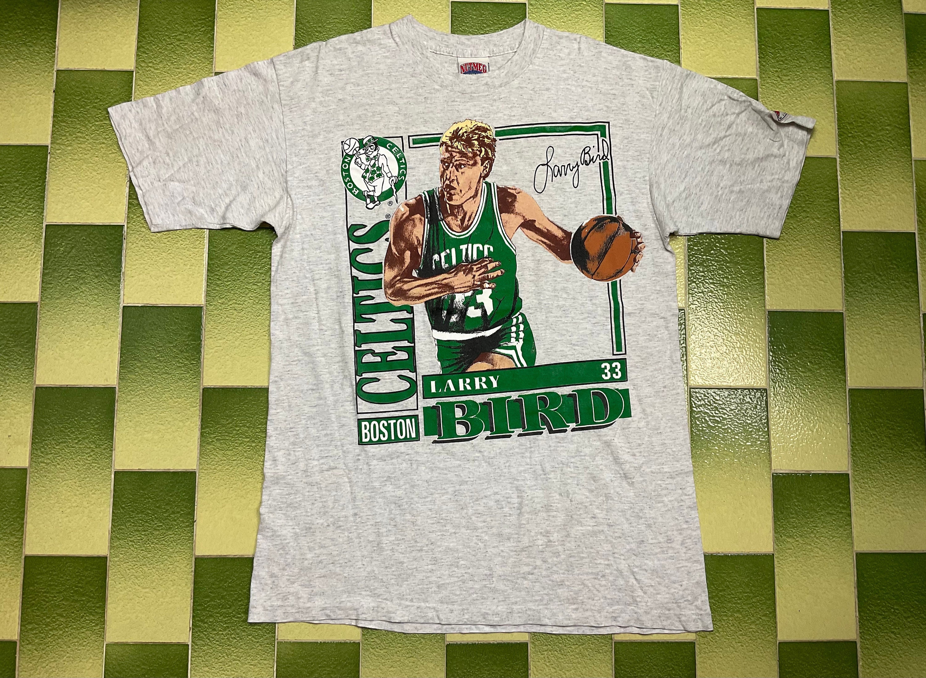 Vtg 90s Boston Celtics Big 3 T-shirt Green XL Larry Bird Kevin