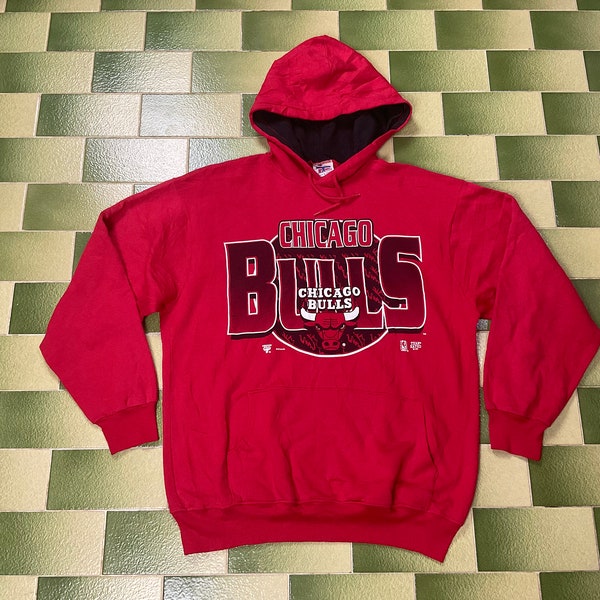 vintage NBA Chicago Bulls Pullover Hoodie Pouch Pocket Size Grand Adulte