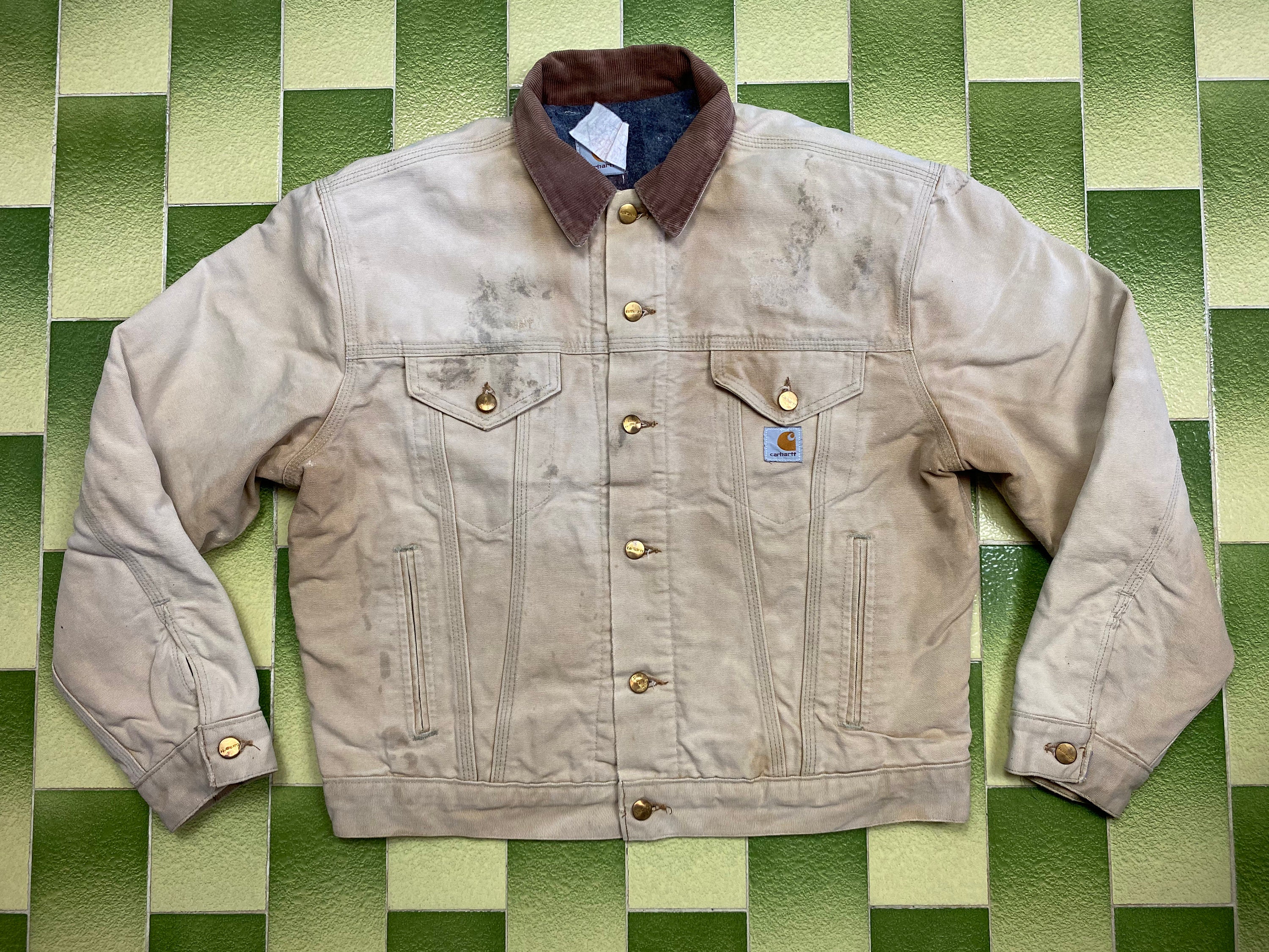 Vintage Distressed Carhartt Blanket Lined Jacket Duck Trucker Etsy