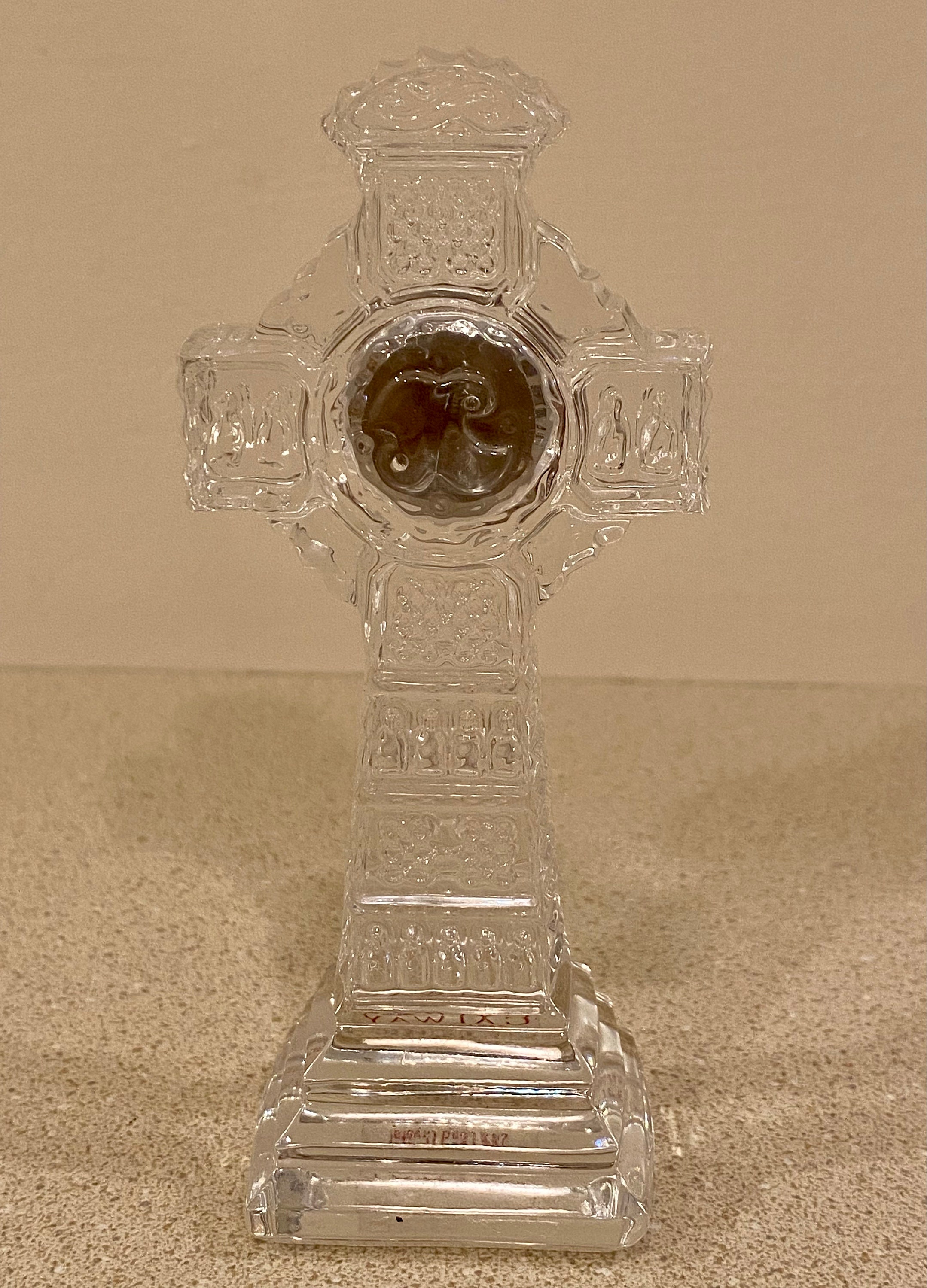 Galway Irish Crystal 4.75 Celtic Cross with Miniature Clock Etsy