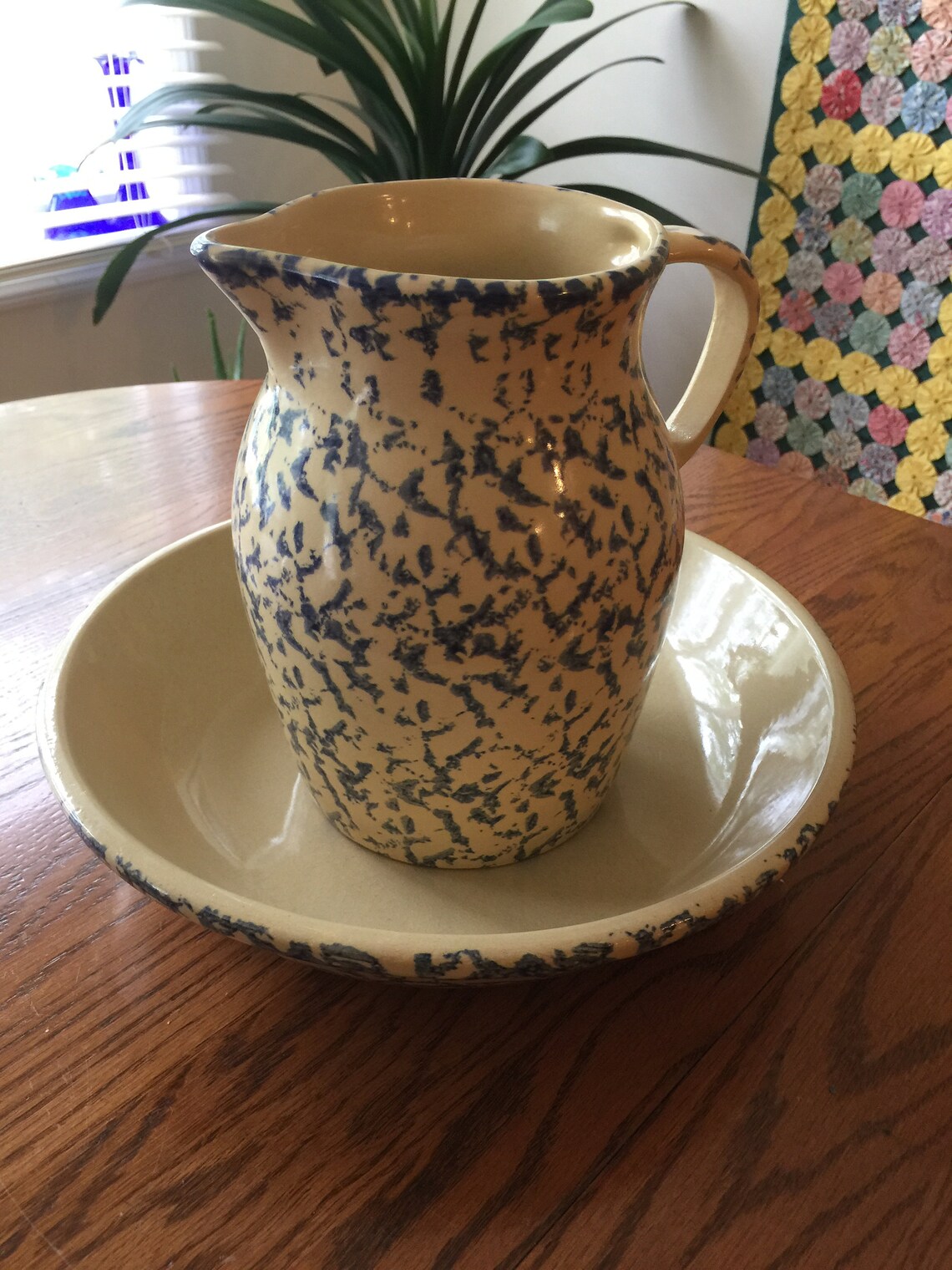 Vintage RRP Co Roseville Ohio Blue Spongeware 2qt Pitcher and Etsy