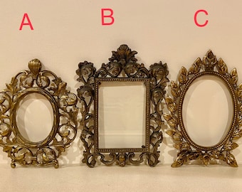 Antique Victorian Baroque Style Brass Picture Frames