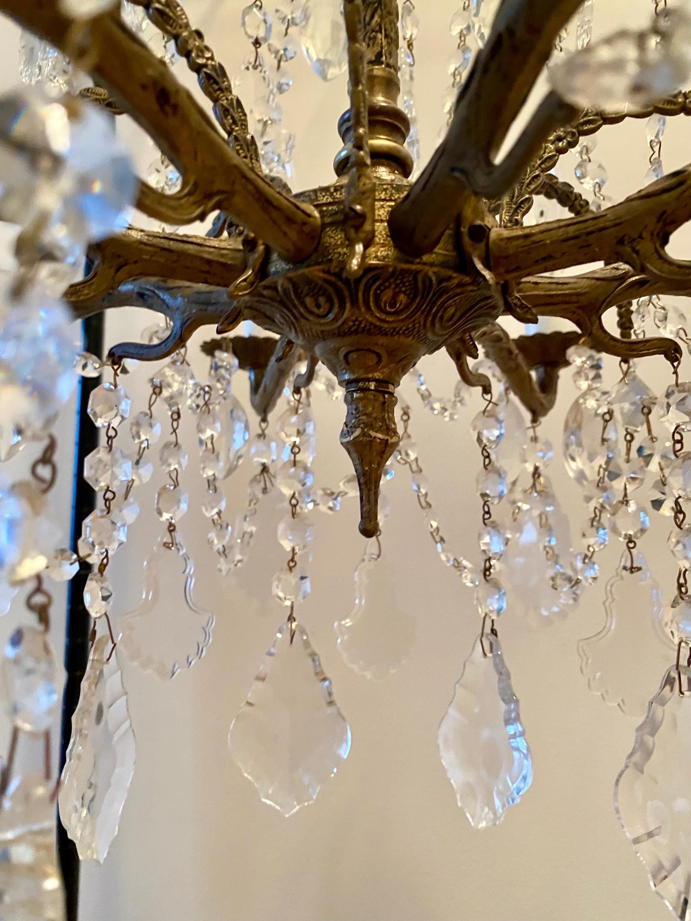 Antique Brass Crystal Waterfall Chandelier – French Hollywood