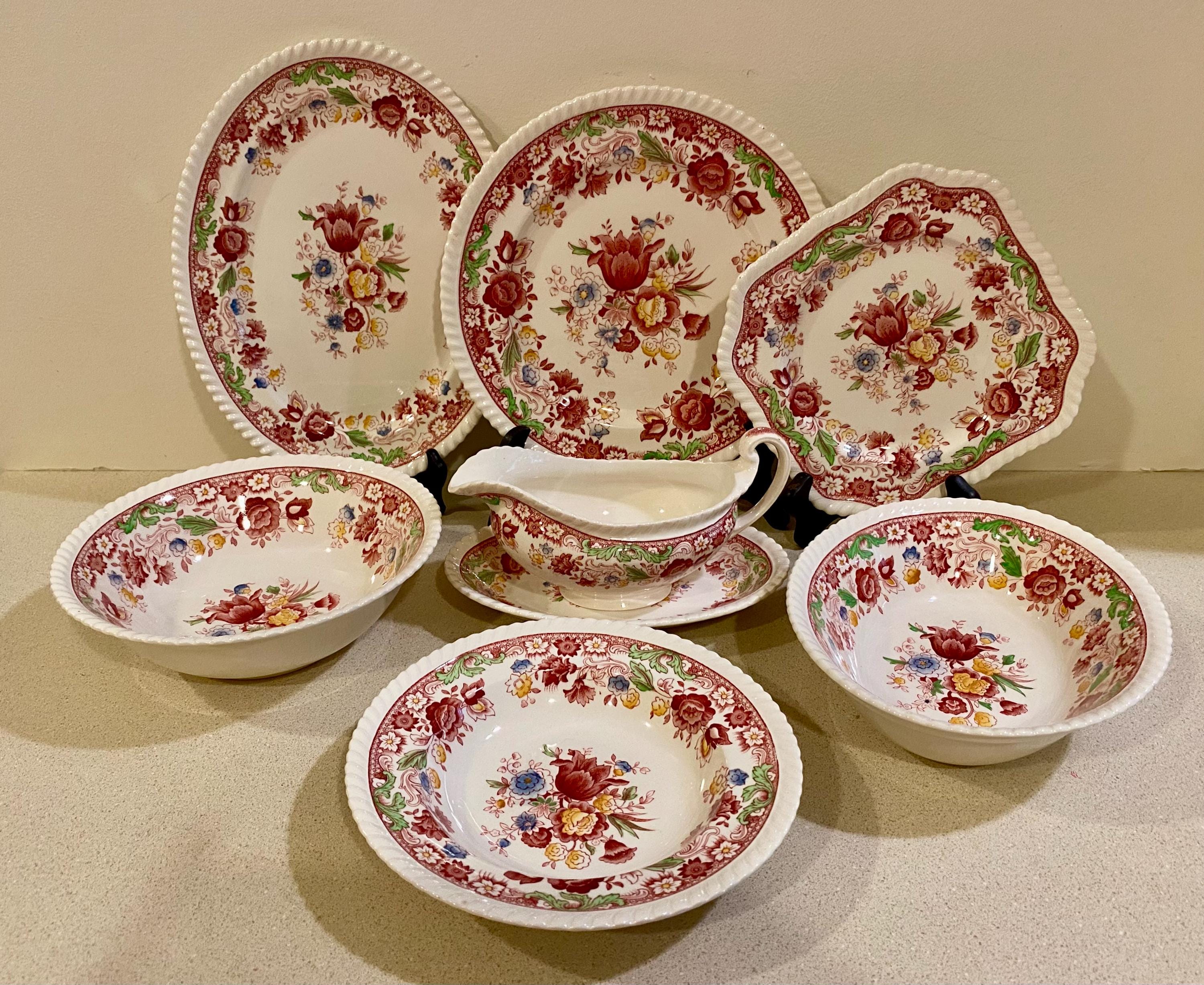 Winchester Johnson Bros Floral China Vintage Rope Edge Dinnerware
