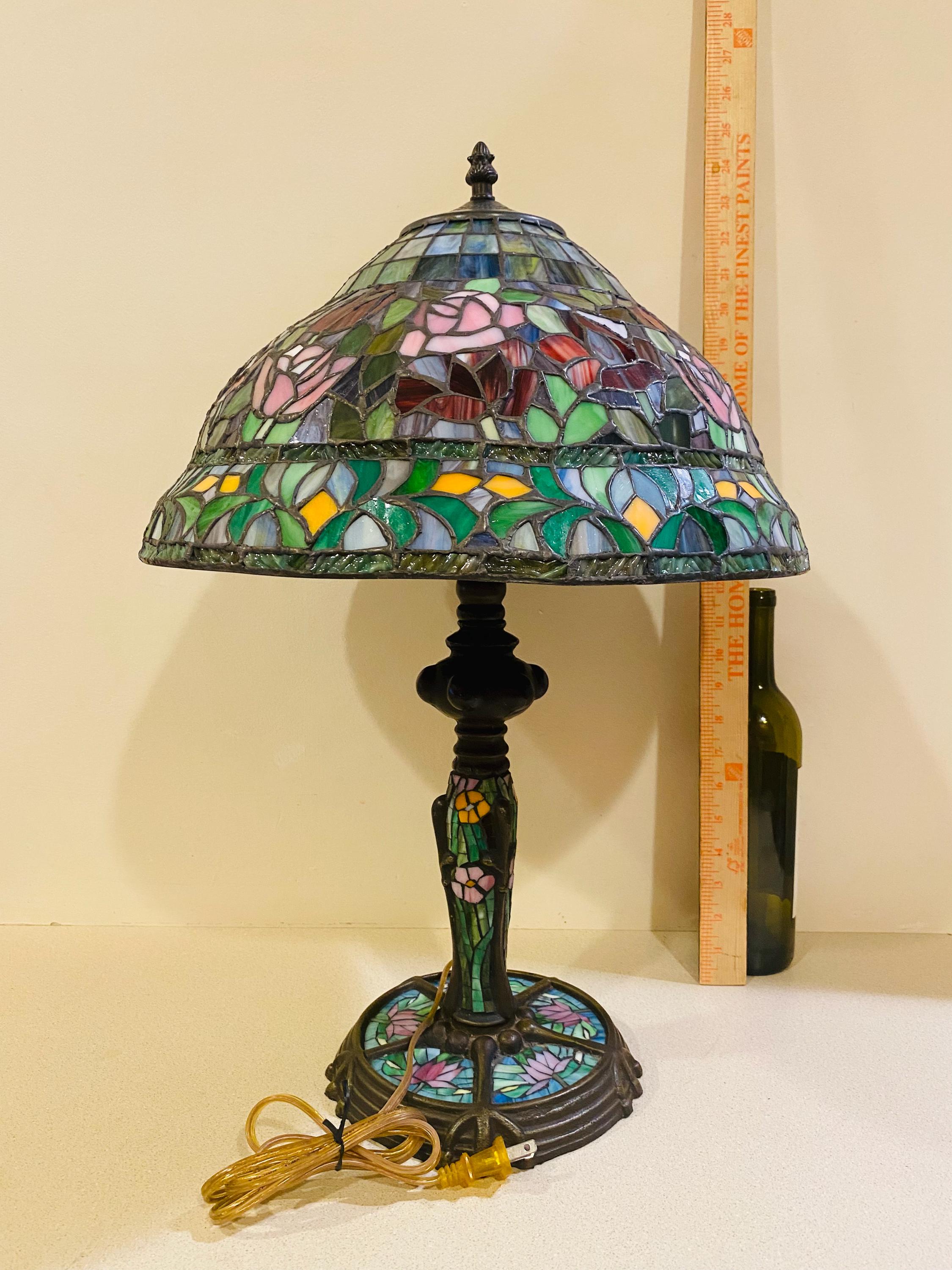 Vintage Art Nouveau Handcrafted Tiffany Style Stained Glass and